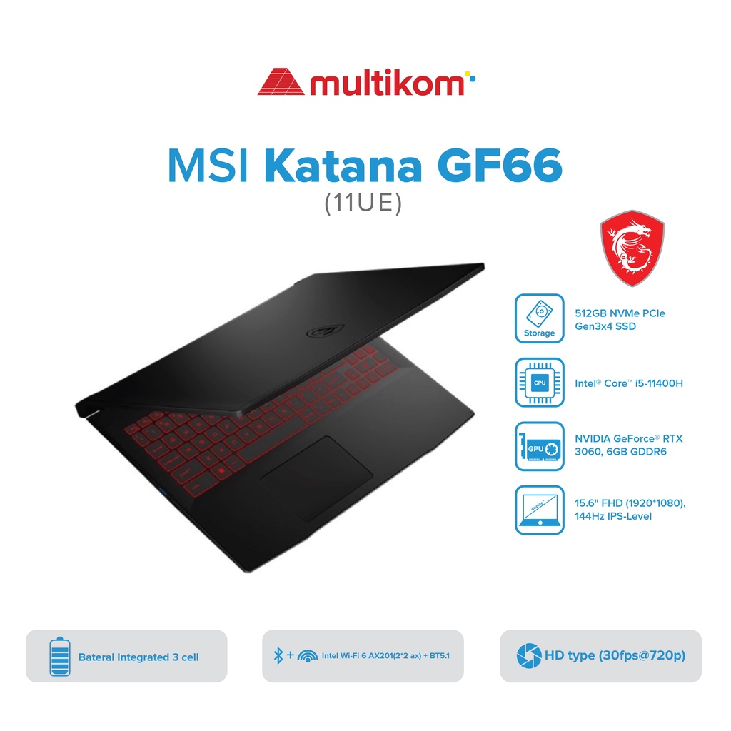 MSI KATANA GF66 11UE I5-11400H 16GB 512SSD RTX3060 6GB W11