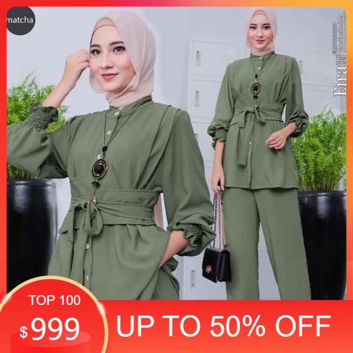 one set wanita dewasa/ aira One Set / Setelan Wanita Muslim Terbaru Bahan Crinkle Airflow / Pakaian Set Cewek Dewasa Kekinian/pakaian wanita/pakaian wanita kekinian/ setelan wanita kekinian/baju wanita/ atasan wanita