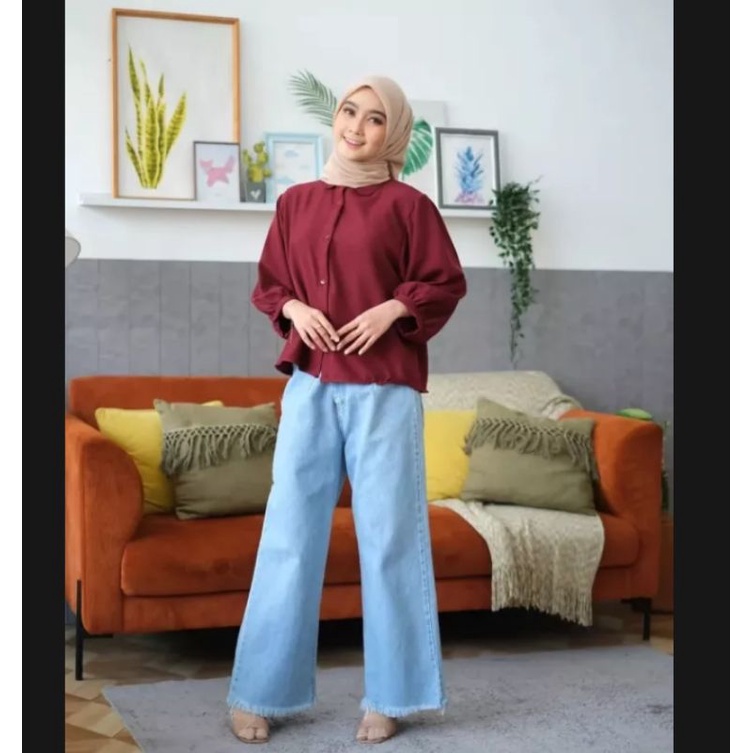 Elze blouse/kemeja shakilla lengan balon