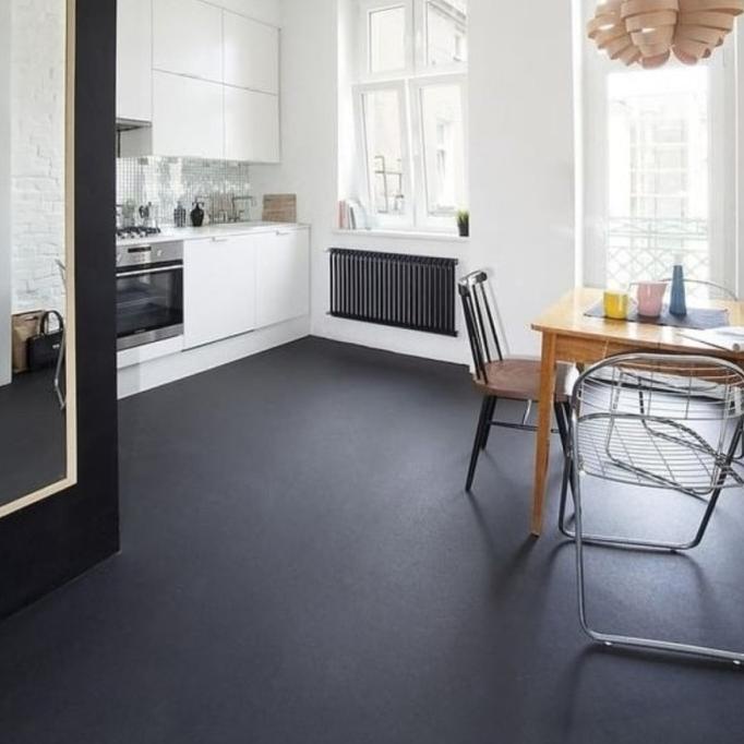 Vinyl Lantai Warna Hitam / Vinyl Flooring Alva Polos Tebal 1.2mm