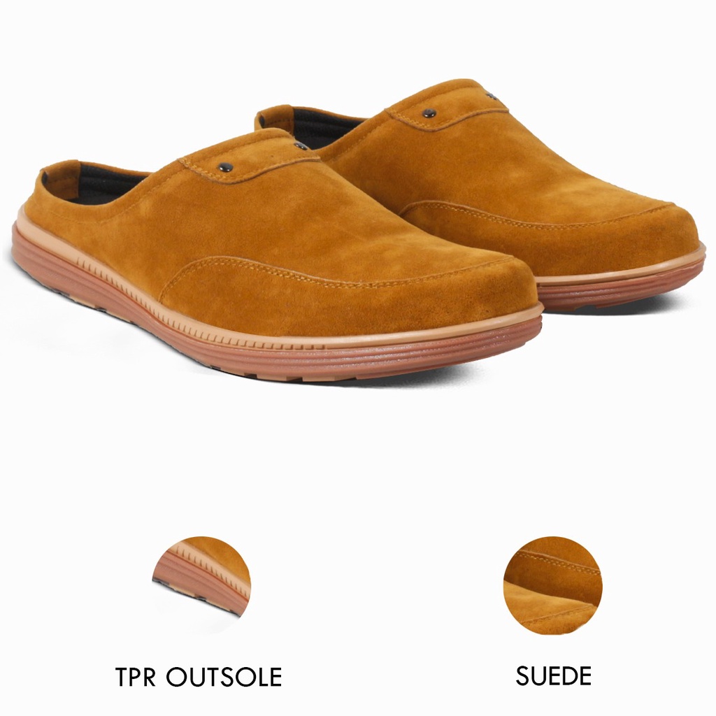 Sepatu Sandal Pria V 4824 Brand Varka Sandal Bustong Selop Pria Modis Berkualitas -Tan