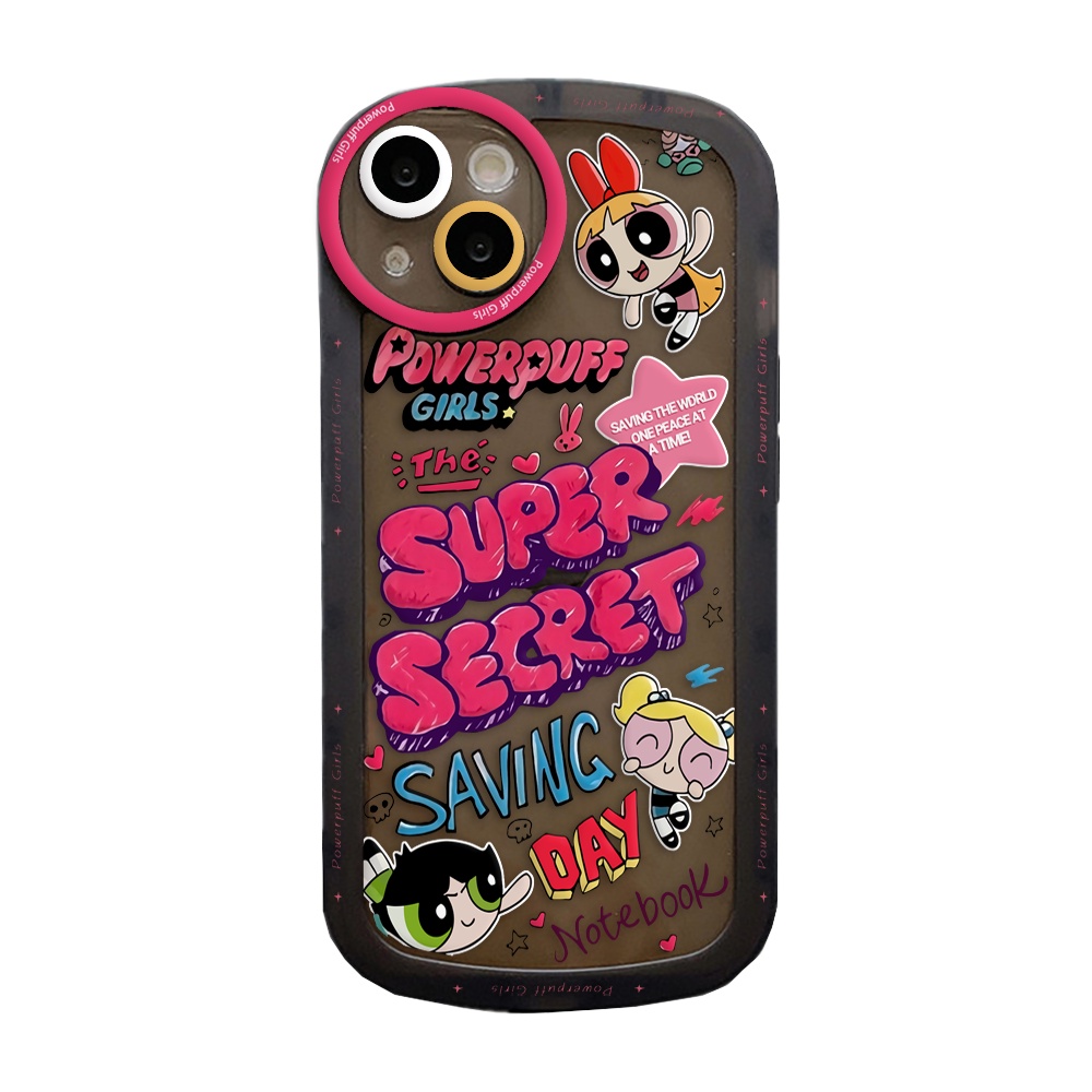 Fashion Case Kompatibel Untuk Iphone11 Pro MAX iPhone14 iPhone13 iPhone XR XS MAX iPhone6 6S 7 8 Plus Oval Gaya Kartun Powerpuff Gadis Shockproof Lembut TPU Bening Ponsel Cover RIXUAN