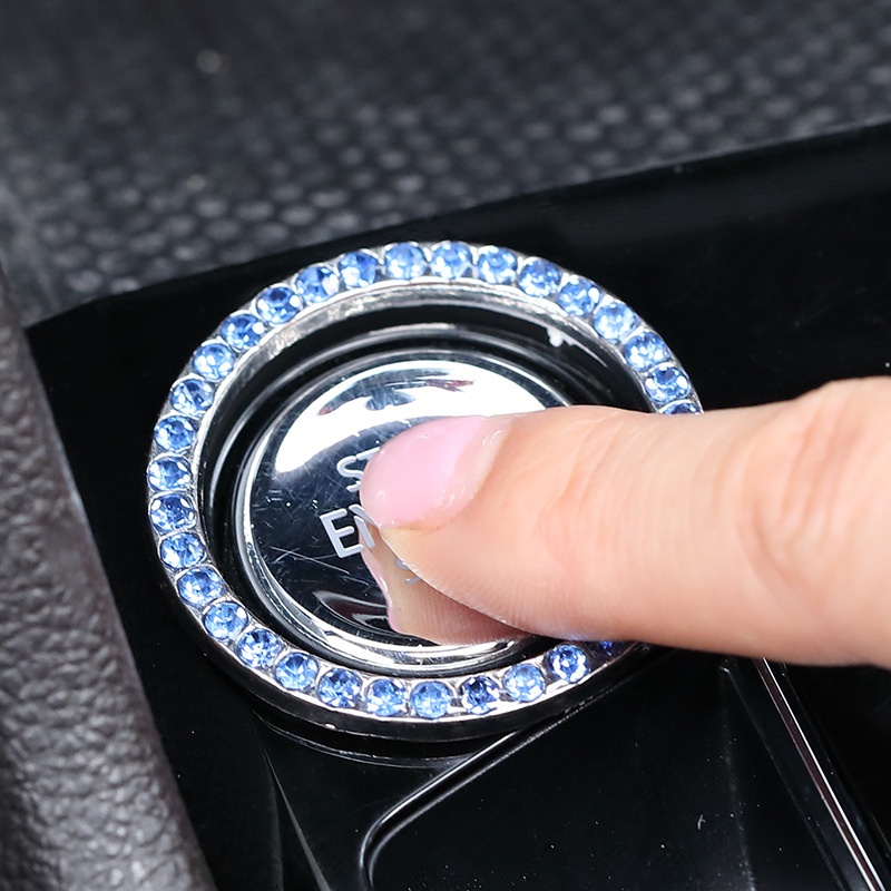 Sparkling Rhinestones Inlay Car Start Button Decorative Ring/Saklar Otomotif Self Adhesive Lingkaran Logam Mewah/Loop Pelindung Kunci Berhenti Kendaraan