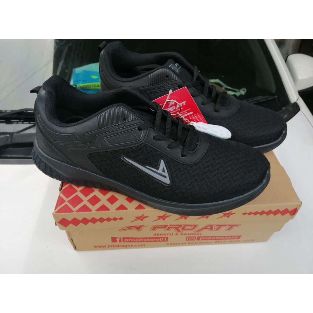 Sepatu Sneakers Pria Full Hitam Pro att Size 39-44