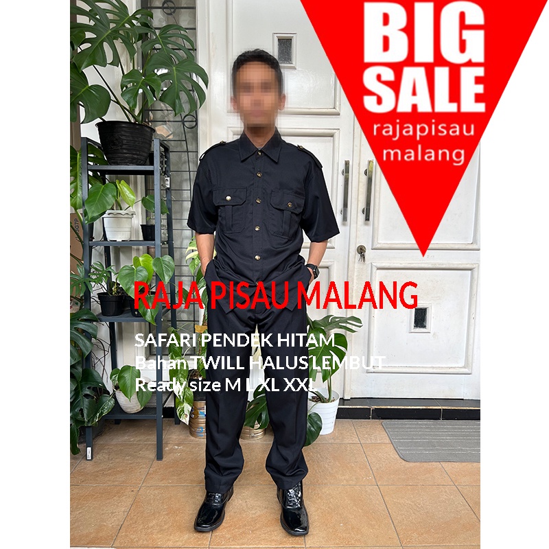 Seragam PDL Satpam Security Seragam PDL Safari Lengan Pendek Hitam |Seragam Safari Satpam Security HITAM