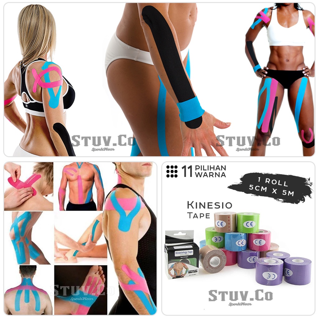 KINESIO TAPPING TAPE KINESIOLOGY TAPE BUKAN FINGER TAPE 5CM X 5M PELINDUNG OTOT OLAHRAGA PRIA WANITA