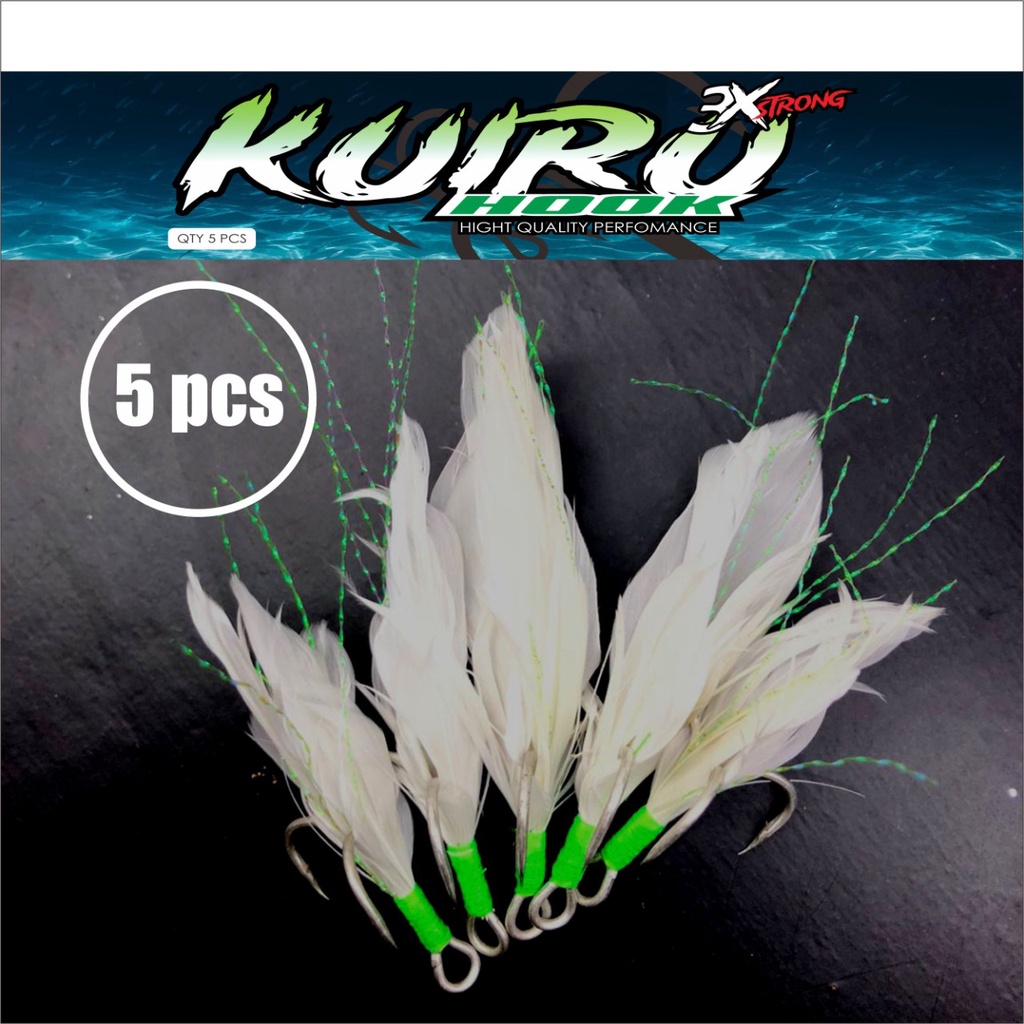 Treble Bulu KUIRU HOOK Mata Kail Jangkar isi 5pcs Ukuran #1 #2 #4