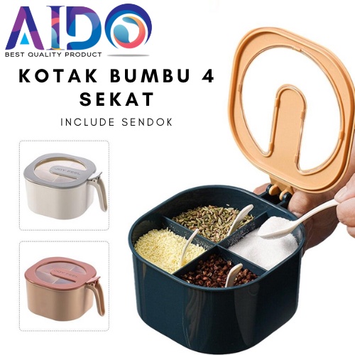 Tempat Bumbu 4 In 1 Kotak Bumbu 4 SEKAT Penyimpanan Garam Gula Merica Bubuk Dapur