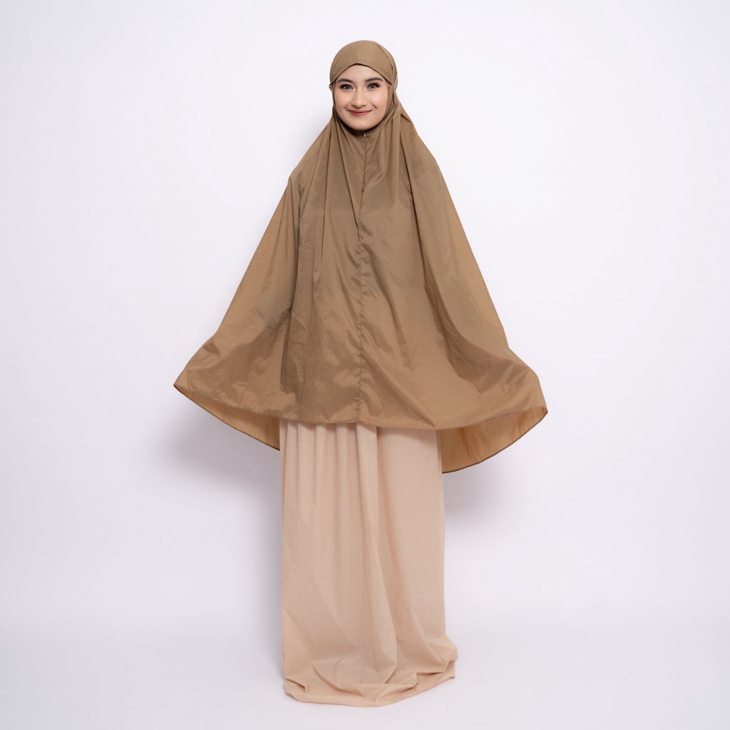 ALIF MUKENA MINI TWO TONE PARASUT PREMIUM KOREA TRAVEL - WALNUT ( MKN-327 )