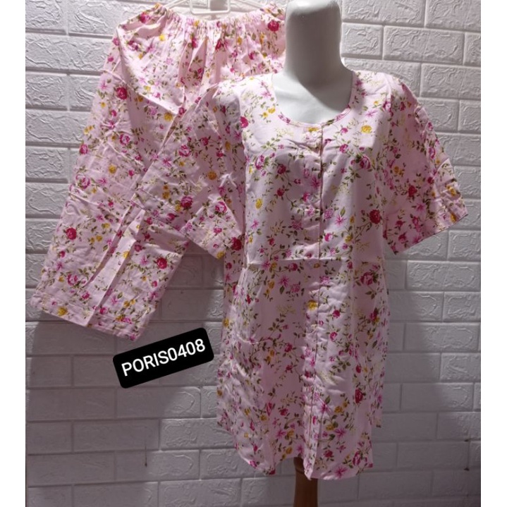 Baju Tidur HOKI SHEILA katun wanita XXL jumbo celana 3/4 (Fantasy Flower)