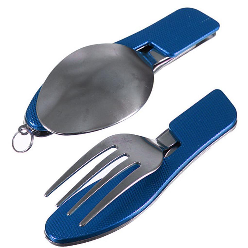 Alat Makan Gadget Peralatan Metal Peralatan Makan Lipat Hand Tools Fork Spoon Set Camping Piknik Travel Peralatan Hiking