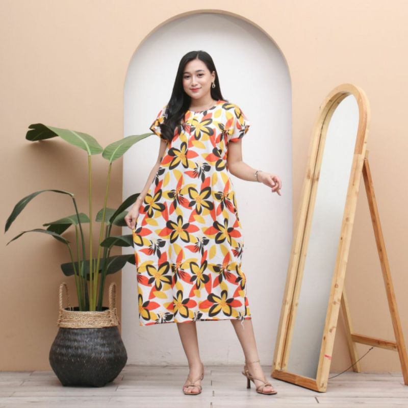 Daster Jumbo Rayon Jumbo Busui | Baju Tidur Wanita Kekinian Resleting Depan