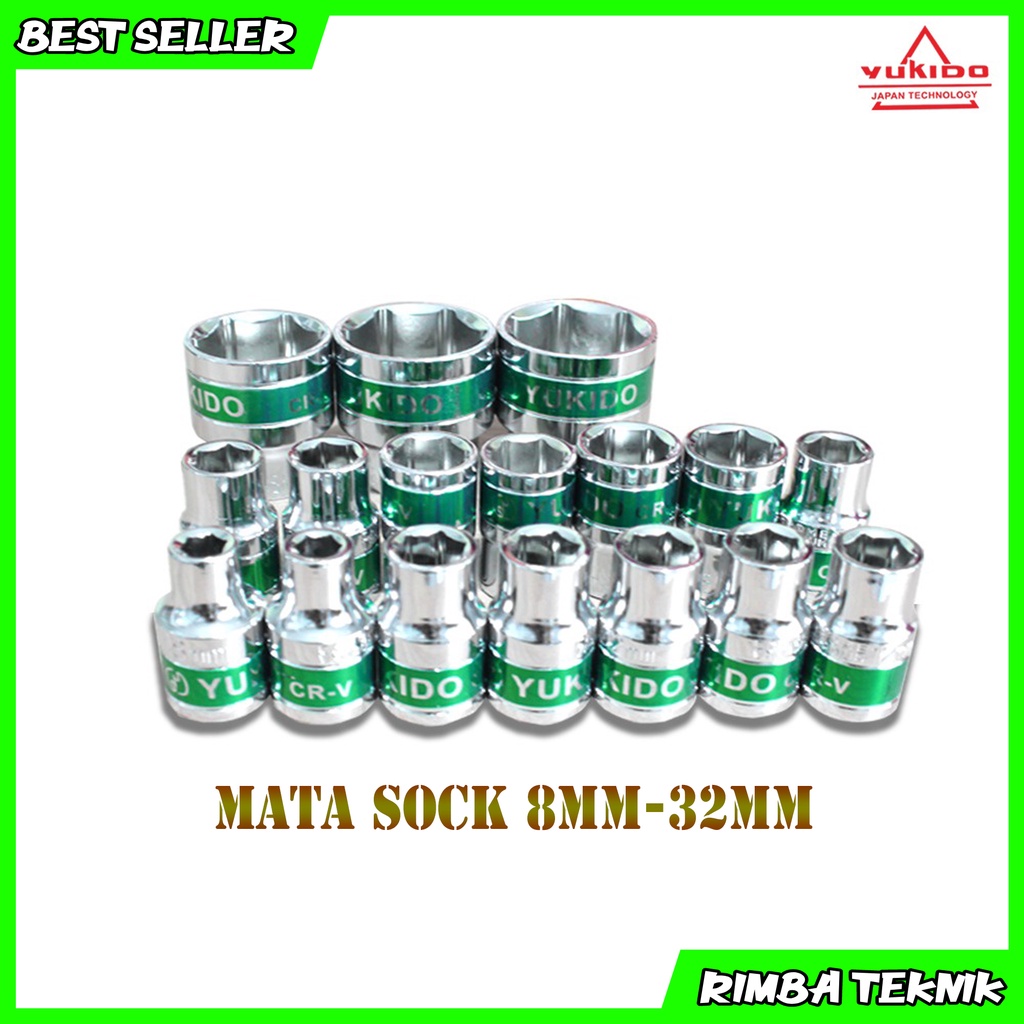 Mata Sock Shock 1/2 Inch dr 6PT Chrome Vanadium - Kunci Sok Pilih Ukuran 8 - 32 mm