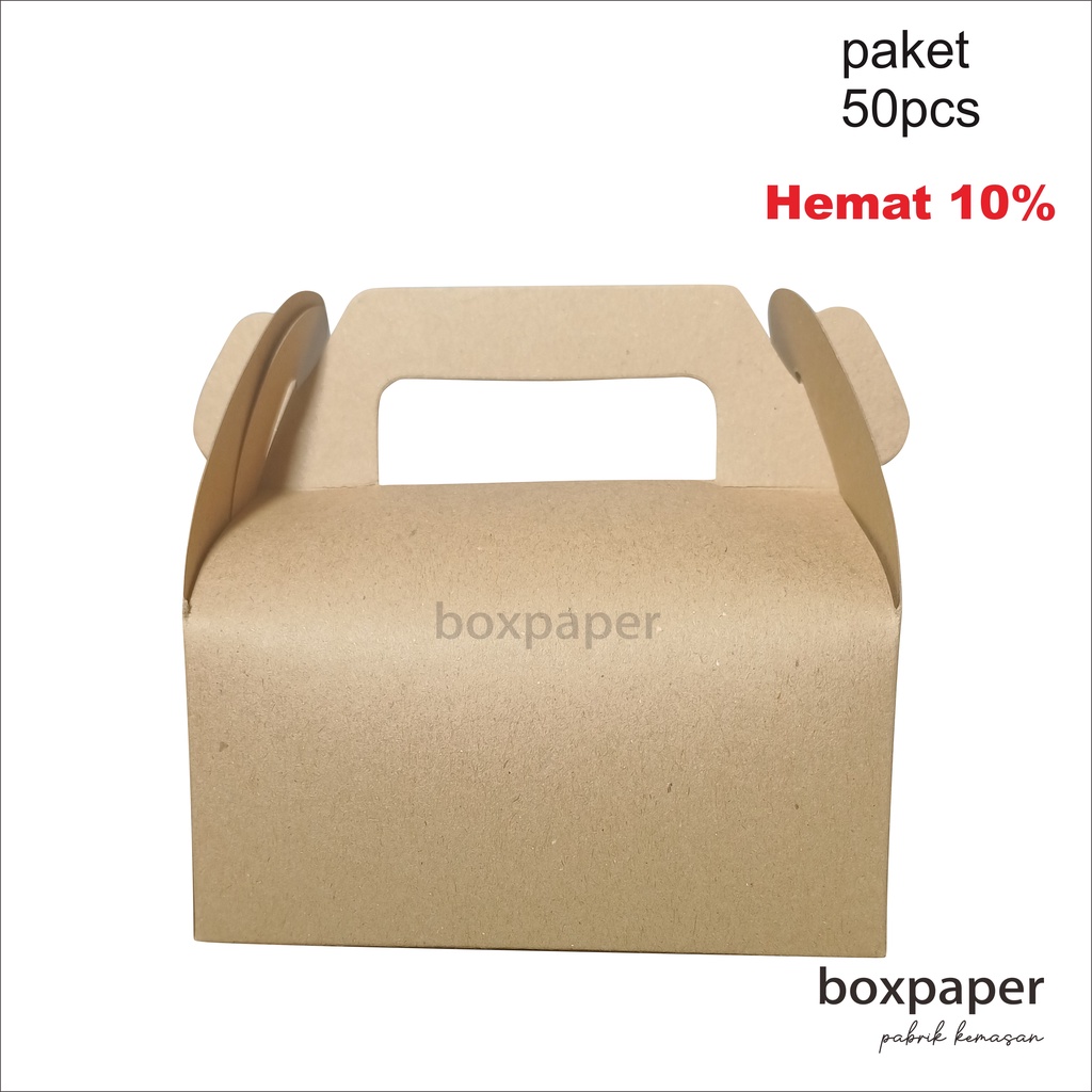 Gable Box Kraft Isi 50 Pcs Dus Menu Mbg Box Menu Sppg Dus Kue / Box Snack Nasi Ayam Souvenir Hadiah