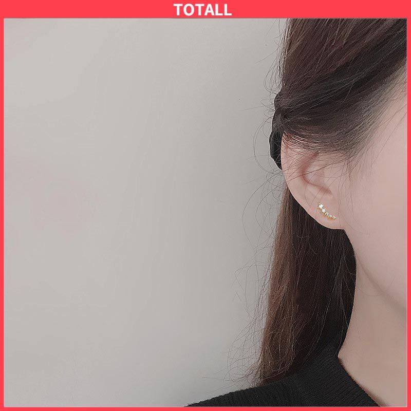 COD Anting Zirkon Set Mikro Sederhana  Baris Kecil Berlian Geometris  Anting Gandum Kecil yang Lucu-Totall