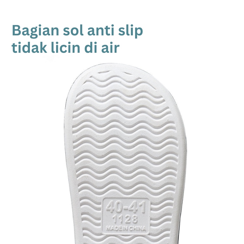 Mainland Sandal Karet Pria Wanita Soft Rubber Slip On Sendal Kamar Mandi Rumahan Anti Slip HSN118