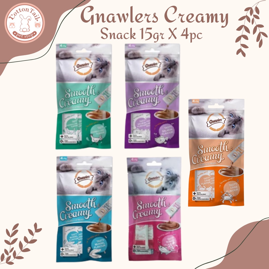 Gnawlers Smooth &amp; Creamy Cat Treats 60gr ( 15gr X 4pc )