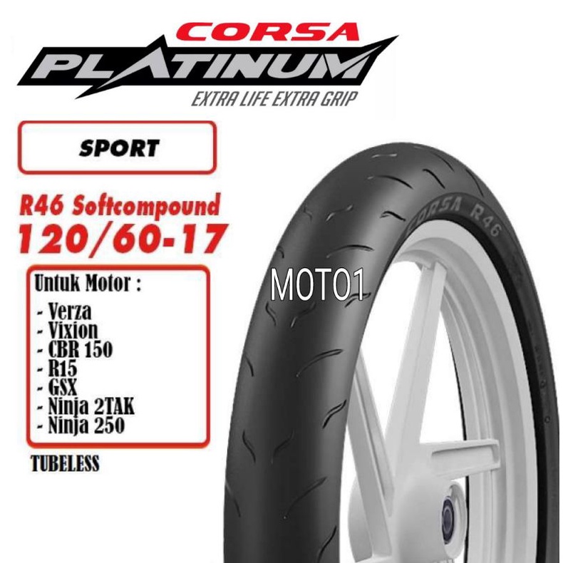 Ban CORSA R46 120/60-17 racing compound Tubeless