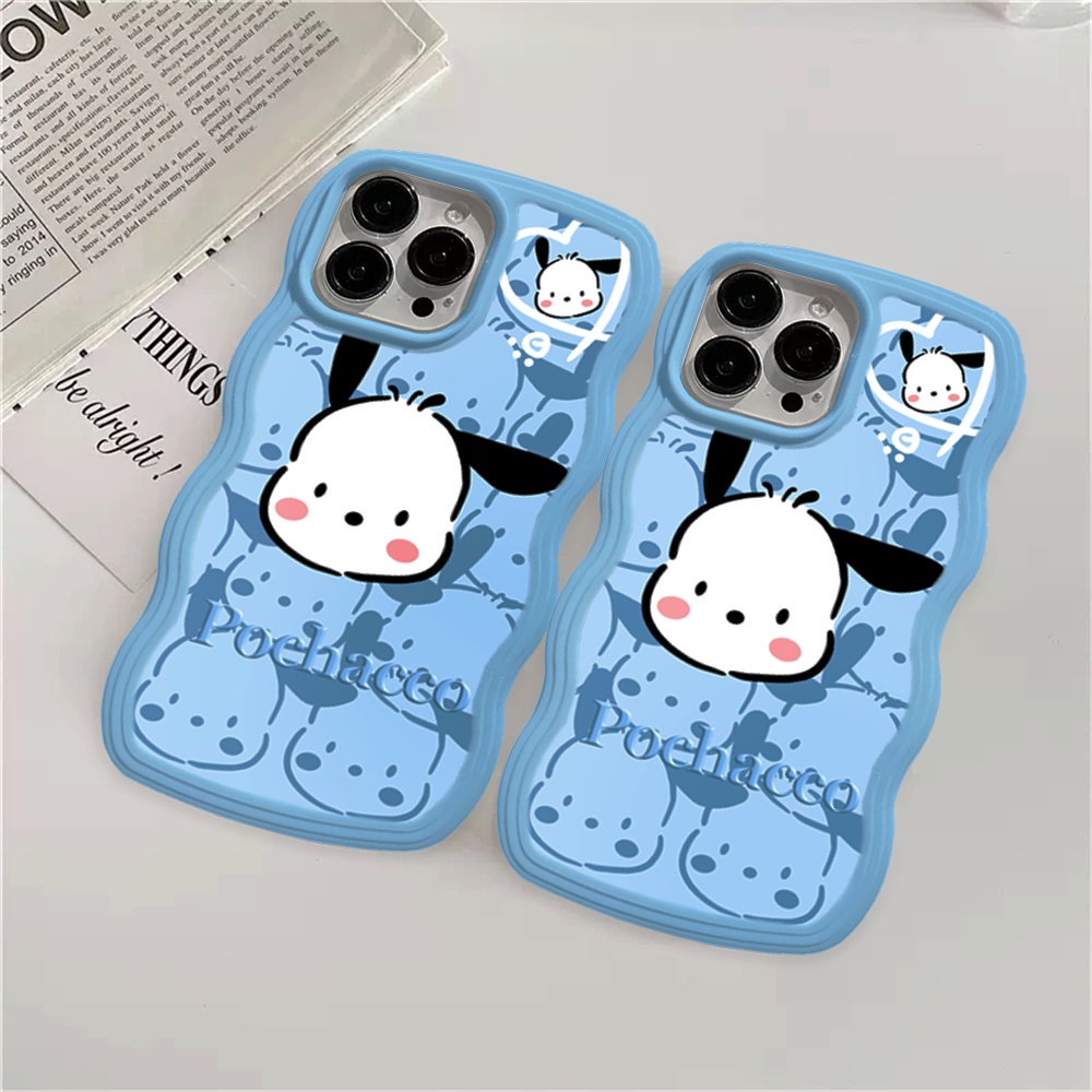 Realme 10 C33 C30 C31 C35 C21Y C25Y RealmeC11 C25 C17 C15 C12 C3 C2 Realme 7i 5 5i 6i 7 Pro Pochacco Tepi Gelombang TPU Phone Case Cover