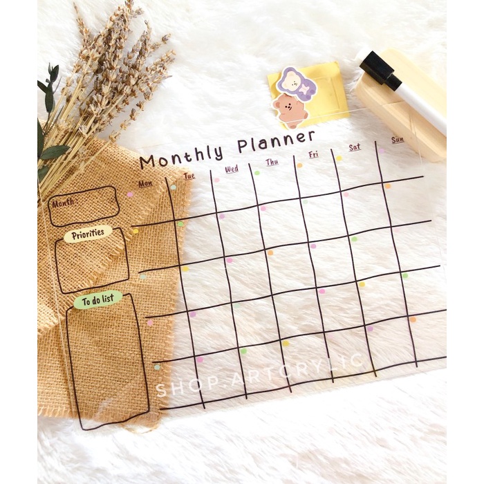 

Agenda (Free Custom Nama) Acrylic Weekly Planner / Monthly Planner
