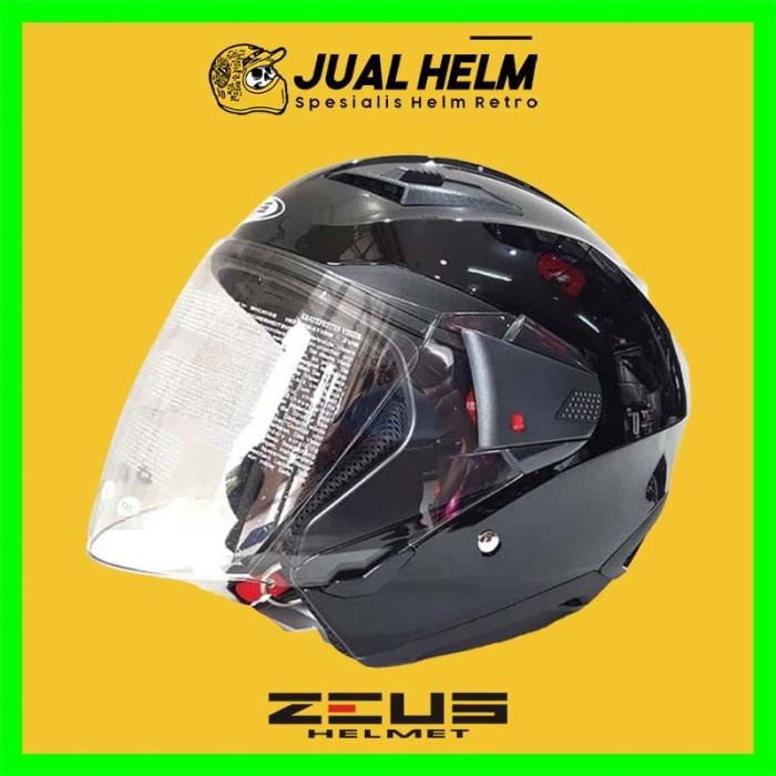 Helm Zeus ZS611 Solid Black Glossy | Zeus ZS 611 Double Visor
