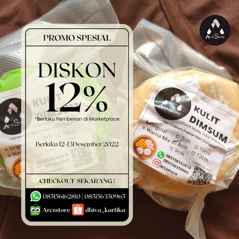 KULIT DIMSUM SIOMAY GYOZA SWEKIAU DI VACUM SEALER HALAL ENAK MURAH TIPIS TIDAK MUDAH SOBEK 8cm/9cm/10cm/12cm