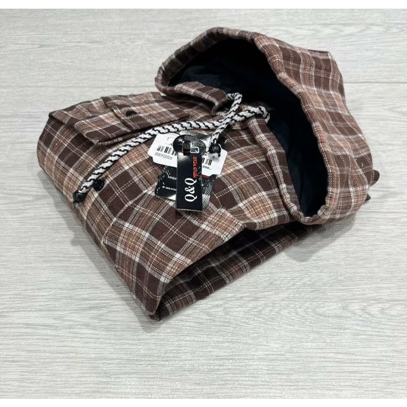 COD kameja flanel hoodie pria dan wanita lengan panjang - flanel kupluk motif kotak kotak - flanel bertopi pria