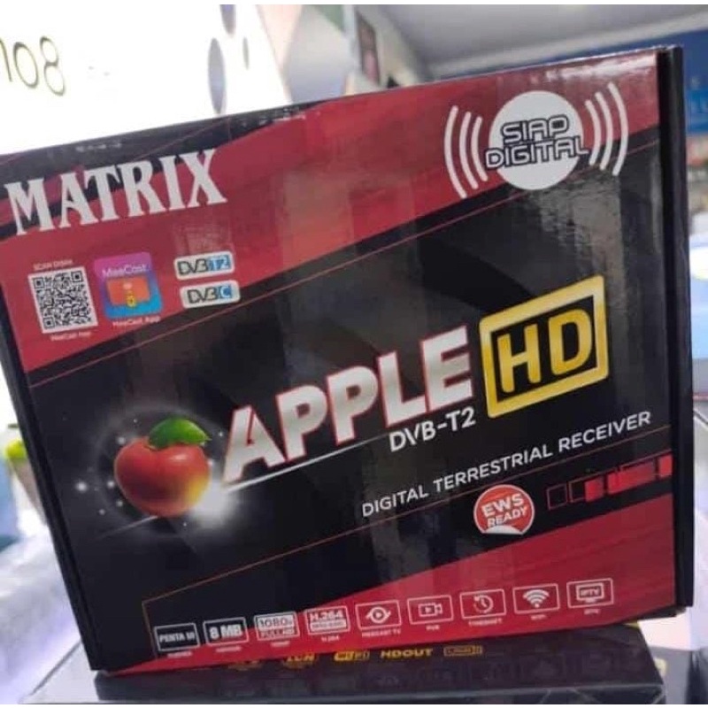 STB SET TOP BOX DVBT2 MATRIX APPLE MERAH UNTUK SIARAN TV DIGITAL/NEX PARABOLA/ SET TOP BOX