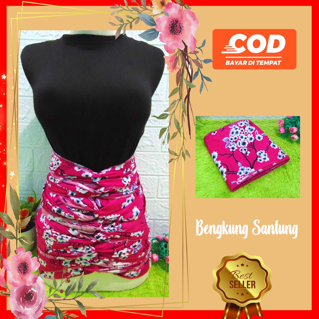 Bengkung Santung Bunga Kecil Panjang 13.5meter