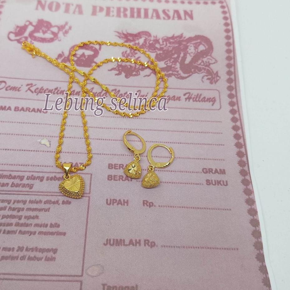 ✦✧✦ kalung melintir liontin love free anting  emas muda ,kalung titanium cewek anti karat dan luntur