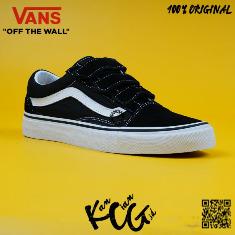 Vans Old Skool Velcro Classic Black White Original 100% Bnib