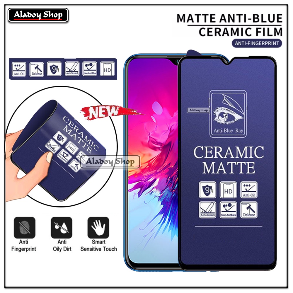 PAKET 3IN1 Anti Gores Blue Matte Anti Glare Infinix Smart 3/3 Plus + Tempered Glass Camera dan Skin Carbon