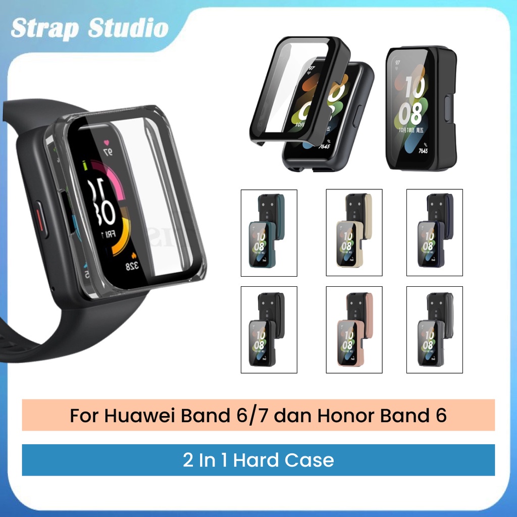 Huawei Band 6/7 Screen Protector 2 in 1 Case PC With Tempered Glass Honor Band 6  Hard Case Full Covered