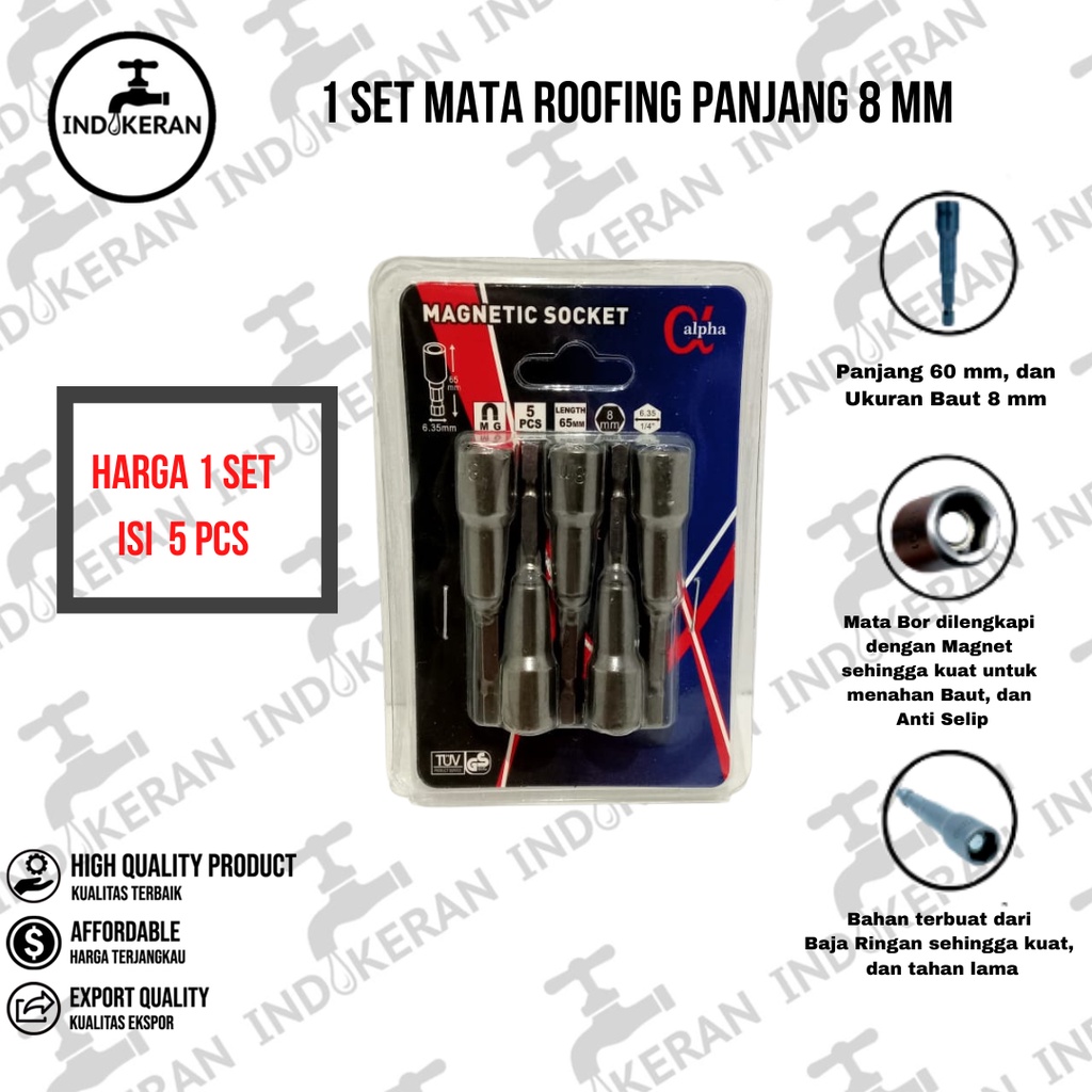 INDOKERAN - 1 Set Mata Obeng Roofing Panjang 8 MM - High Quality
