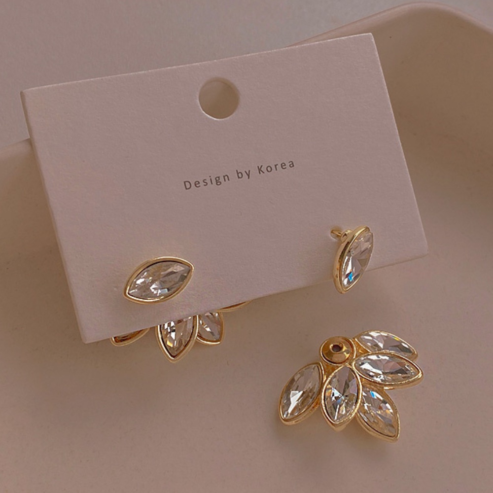 Anting Bunga Zirkon Kristal Angka Kecil Mewah Untuk Anting Desain Senior Perempuan