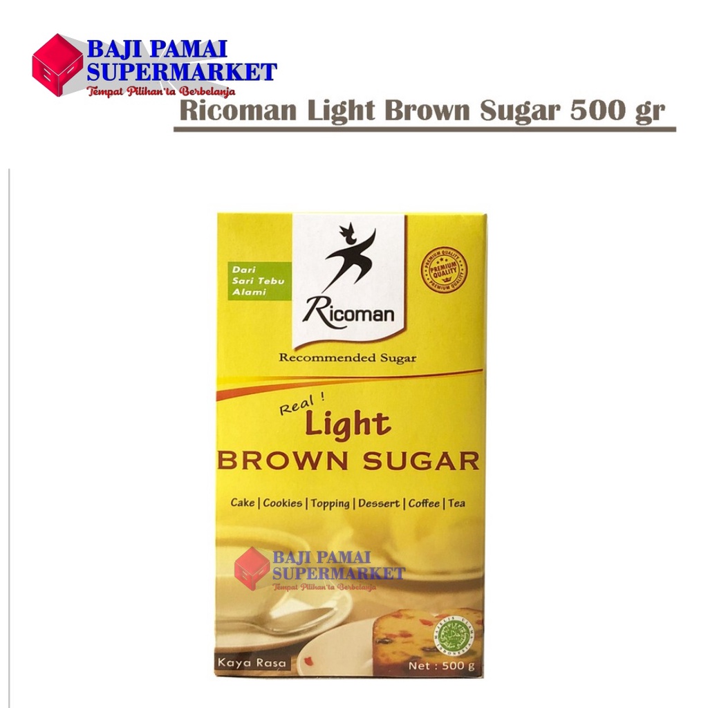 

RICOMAN LIGHT BROWN SUGAR 500gr / GULA TEBU COKLAT 500 gr