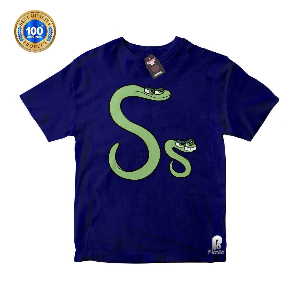 BAJU ANAK KAOS ATASAN ANAK HURUF S ALPHABET LORE UNISEX Bahan COTTUN (FREE NAMA)