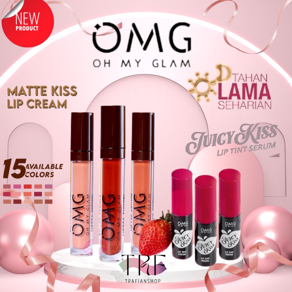 OMG Oh My Glam Matte Kiss LipCream 3.5g ( lipstick lipstik tint Serum lipcream ) BPOM halal lip tint OMG Juicy Kiss Liptint