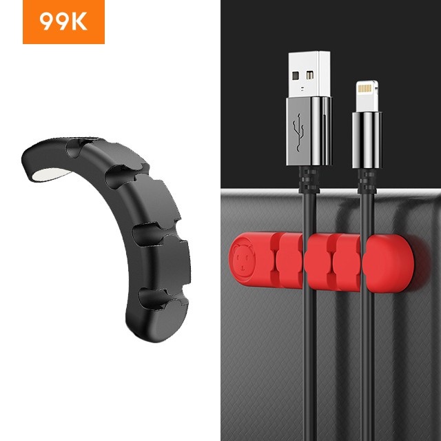 99K Bear Pelindung Kabel Charger USB Organizer Silikon Warna Warni Management Clips Cable Holder