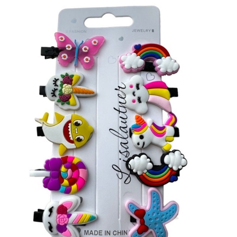 10 pcs jepit rambut/hairpin anak perempuan motif unicon/Mic/ice cream