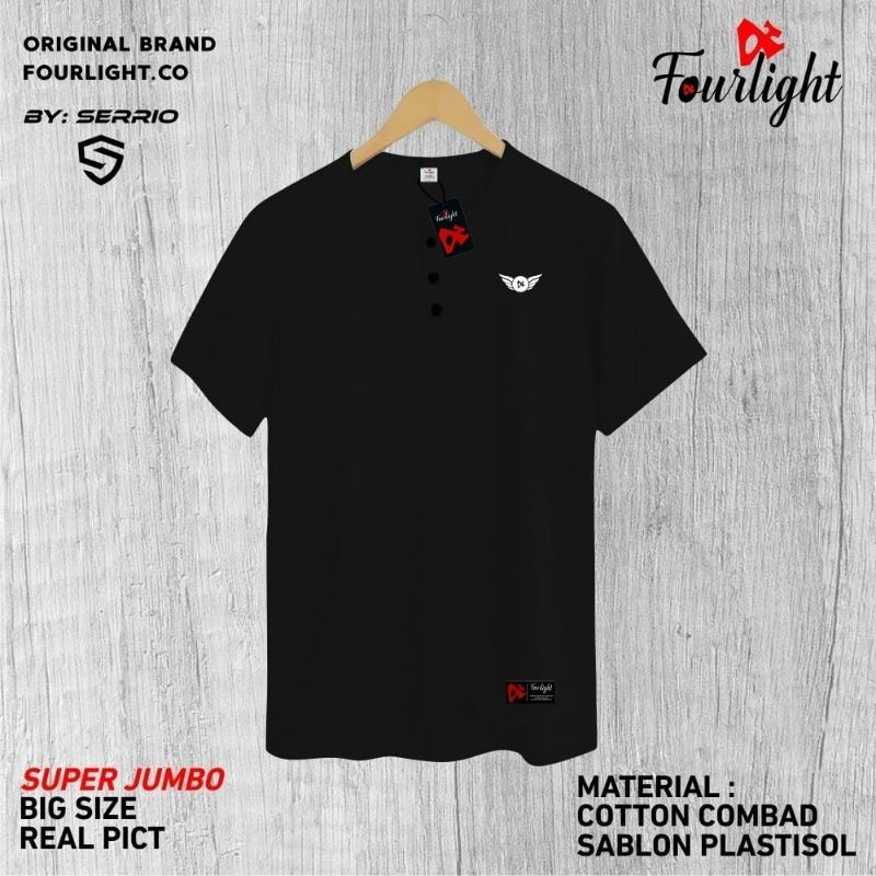 baju kaos jumbo pria kaos kancing kaos big size original brand nya fourlight