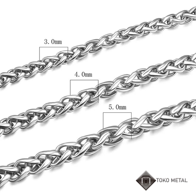 Kalung Titanium Rantai Bulat Pria Anti Karat 3mm, 4mm, 5mm Panjang 60 cm [Toko Metal ]