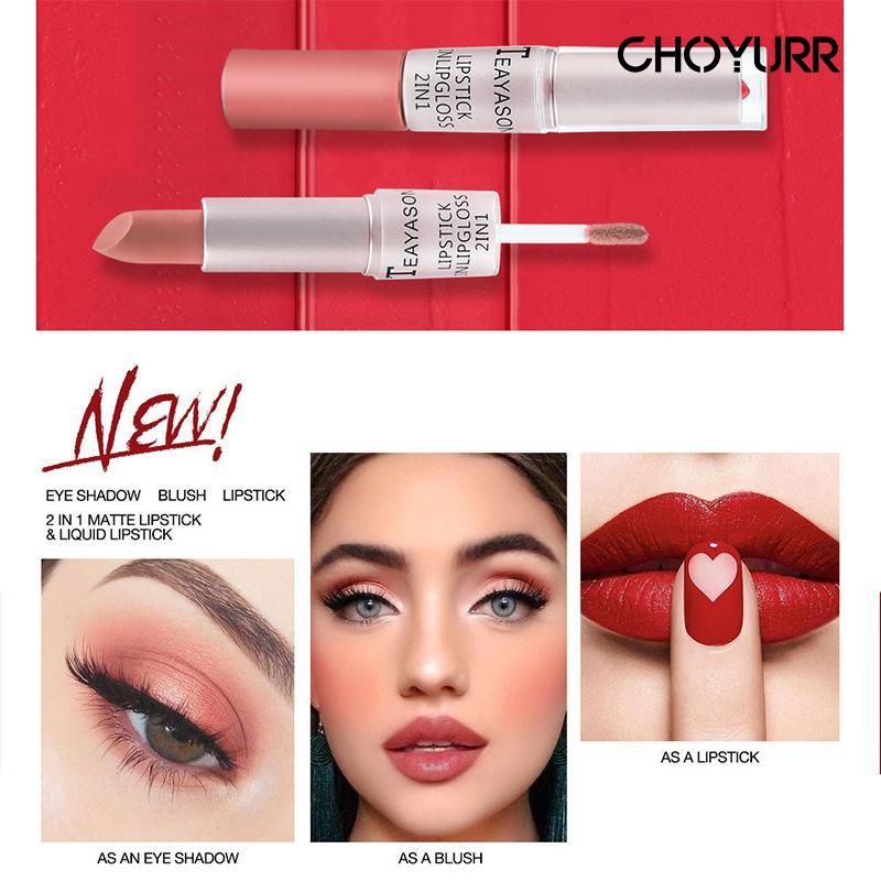 【COD】Lipstick 2in1 Waterproof  Tahan Lama Matte Lipstick Lipgloss Soft Mist -CH