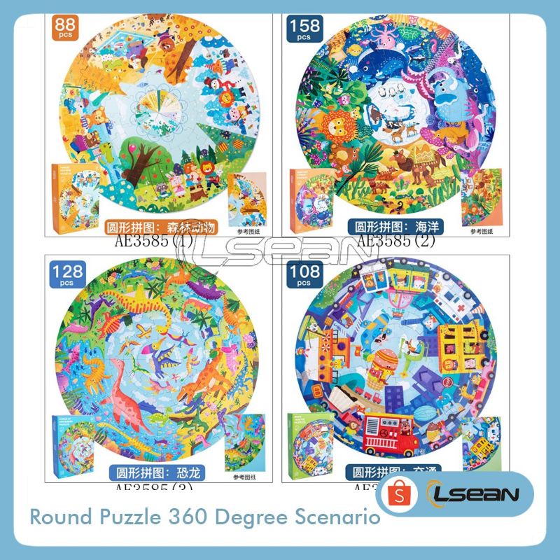 PUZZLE KARTUN BULAT BESAR | PUZZLE ANAK | ROUND PUZZLE | 360 DEGREES SCENARIO