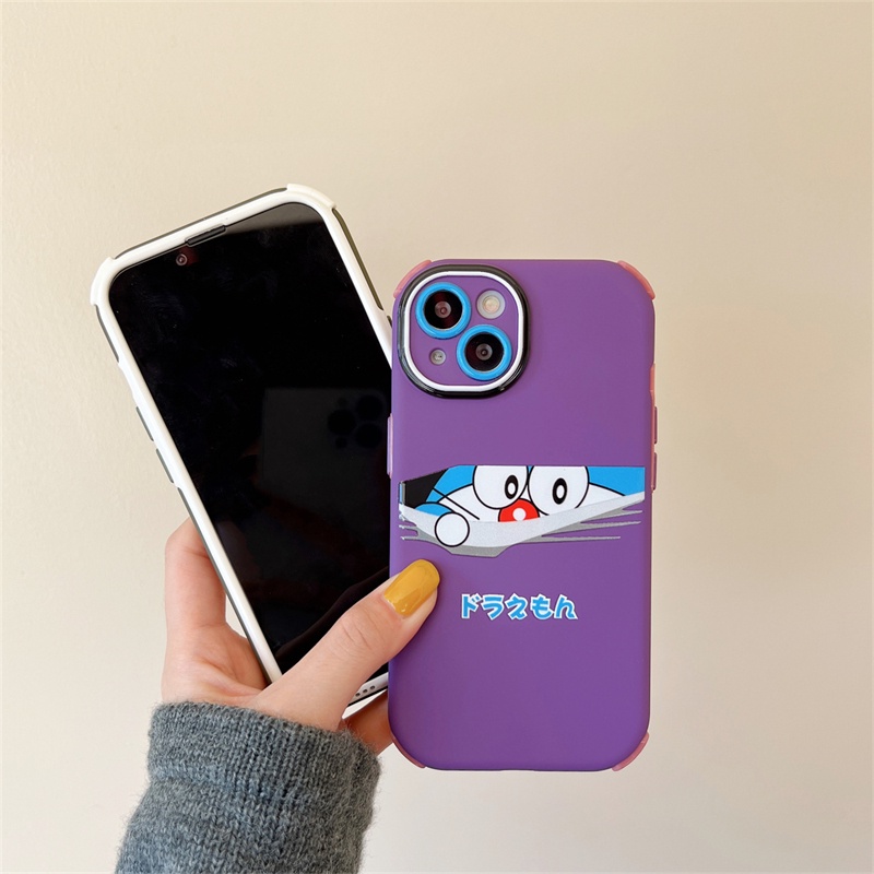 IPHONE Kartun Animasi Doraemon 2-in-1 Casing Pelindung Untuk Iphone14 13 12 11 Pro Max 14Plus Crayon Kecil Baru Presisi Lubang Anti Jatuh Case