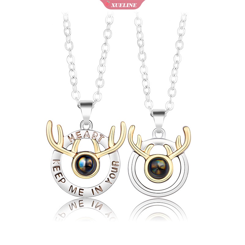 A deer has you couple necklace 100bahasa I love you Proyeksi Liontin Kalung Perhiasan Wanita Hadiah Teman Terbaik [ZXL]