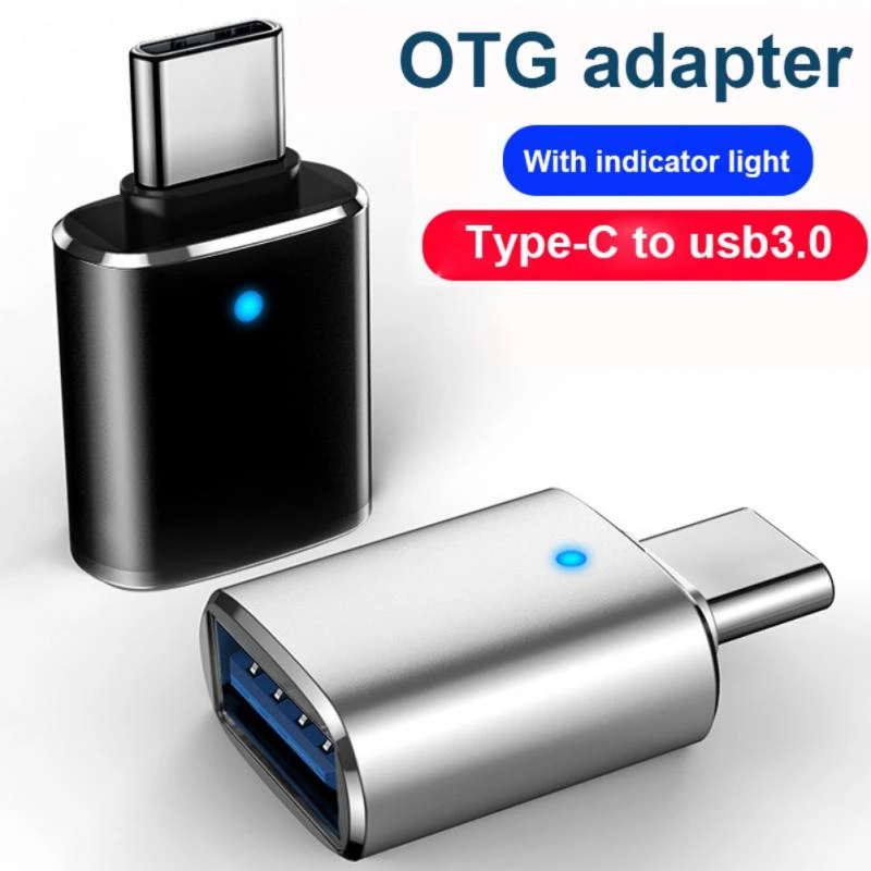3a Telepon Komputer Universal OTG Aluminium Converter Data Transmitter Dengan Lampu Indikator Aksesoris Ponsel Pengisian Cepat Konektor USB 3.0 Ke Tipe C Adapter