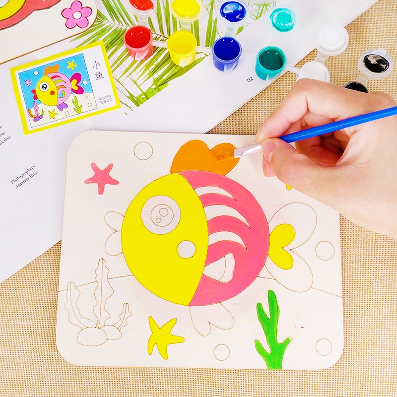 PAOPAO DIY Papan Kayu Mewarnai Character Cute Education Anak Premium