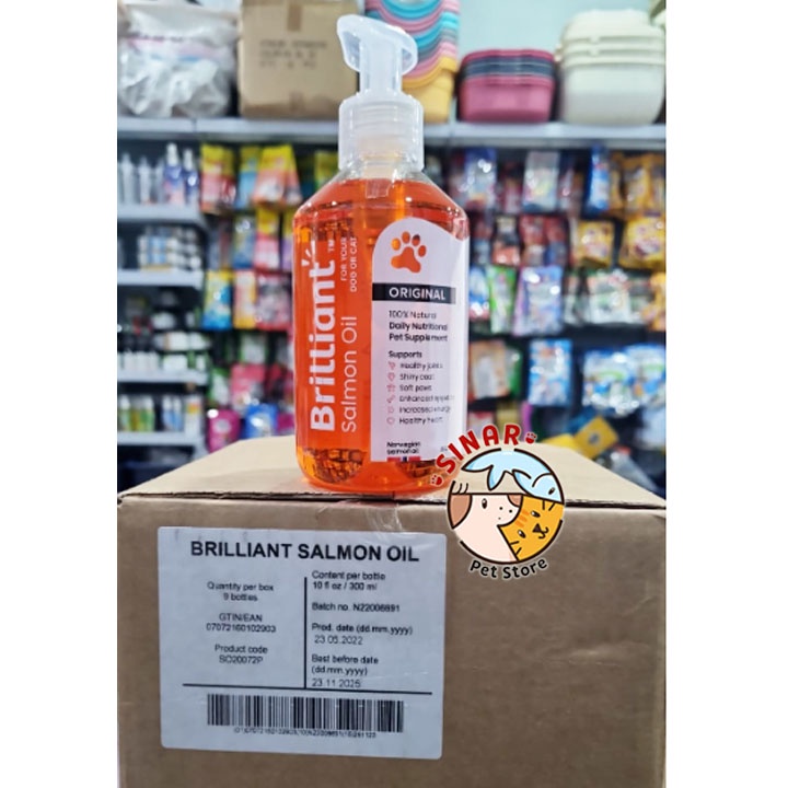 Brilliant Salmon Oil 300ML Cat Dog Vitamin Sehat Bulu Kucing Anjing Supplement Kulit Kesehatan Nafsu Makan