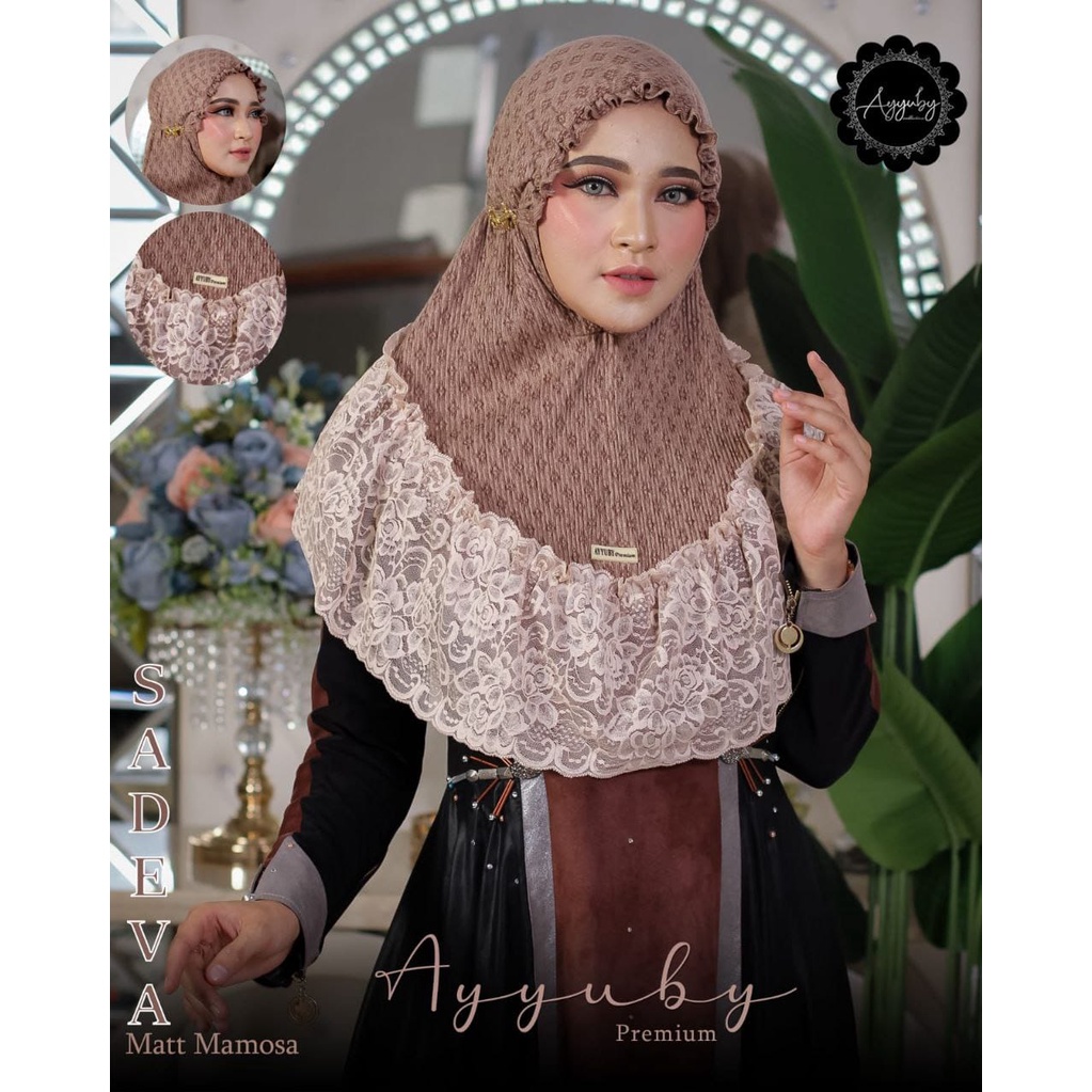 Hijab Bergo Tali Ped KerutRenda Lebar SADEVA by Ayyuby